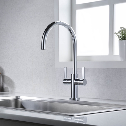 Clearwater Auva Twin Lever Mono Kitchen Mixer Tap