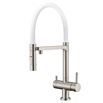 Clearwater Bellatrix Professional Mono Kitchen Mixer with Detachable Spout and Cold Filtered Water - Brushed Nickel/White