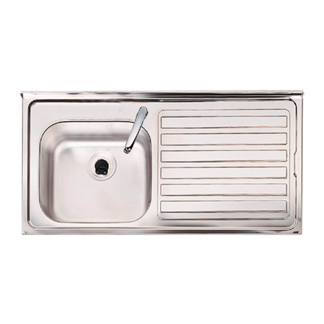 Clearwater Contract Topmount 0.9mm Gauge 1 Bowl Stainless Steel Sink with 1 Tap Hole - 940 x 485mm