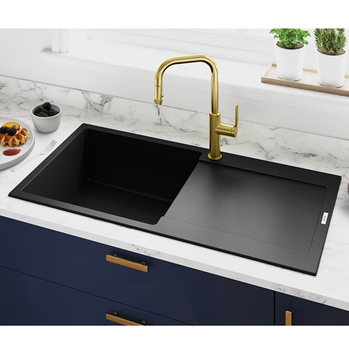 Clearwater Carina 1 Bowl Granite Composite Sink & Waste with Reversible Drainer - 1000 x 500mm