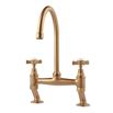 Clearwater Cottage Twin Crosshead Bridge Sink Mixer with Swivel Spout - Antique Bronze