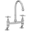 Clearwater Cottage Twin Crosshead Bridge Sink Mixer with Swivel Spout - Chrome