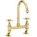 Clearwater Cottage Twin Crosshead Bridge Sink Mixer with Swivel Spout - English Gold