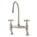 Clearwater Cottage Twin Crosshead Bridge Sink Mixer with Swivel Spout - Brushed Nickel