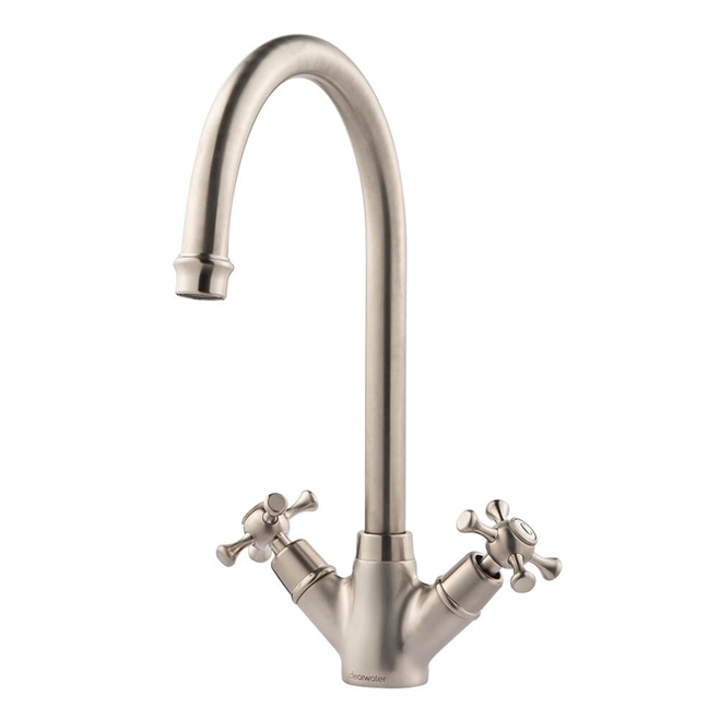 Clearwater Cottage Twin Crosshead Mono Sink Mixer with Swivel Spout