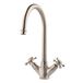 Clearwater Cottage Twin Crosshead Mono Sink Mixer with Swivel Spout - Brushed Nickel