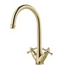 Clearwater Cottage Twin Crosshead Mono Sink Mixer with Swivel Spout - English Gold