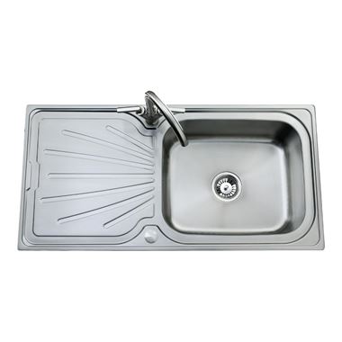 Clearwater Deep Blue Single Bowl 1000mm Sink with Waste - Reversible - Brushed Steel