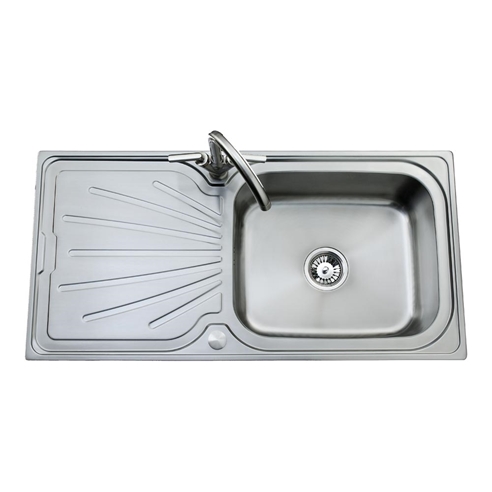 Clearwater Deep Blue Single Bowl Brushed Stainless Steel Sink & Waste with Reversible Drainer - 1000 x 500mm
