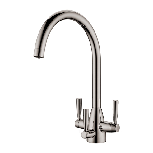 Clearwater Eclipse Triple Lever Mono Kitchen Mixer and Cold Filtered Water Tap - Brushed Nickel