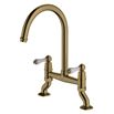 Clearwater Elegance Twin Lever Bridge Sink Mixer with Swivel Spout - Brushed Bronze