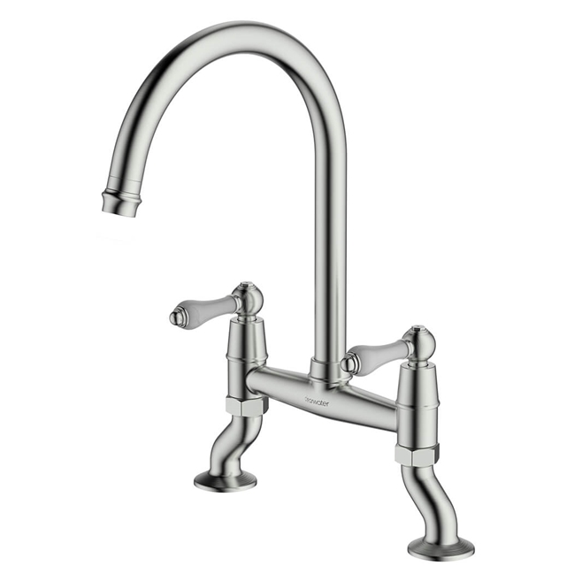 Clearwater Elegance Twin Lever Bridge Sink Mixer with Swivel Spout