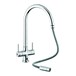 Clearwater Emporia Twin Lever Mono Sink Mixer with Swivel Spout & Pull Out Aerator - Brushed Steel