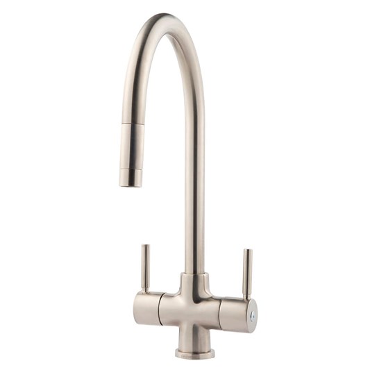 Clearwater Emporia Twin Lever Mono Sink Mixer with Swivel Spout & Pull Out Aerator