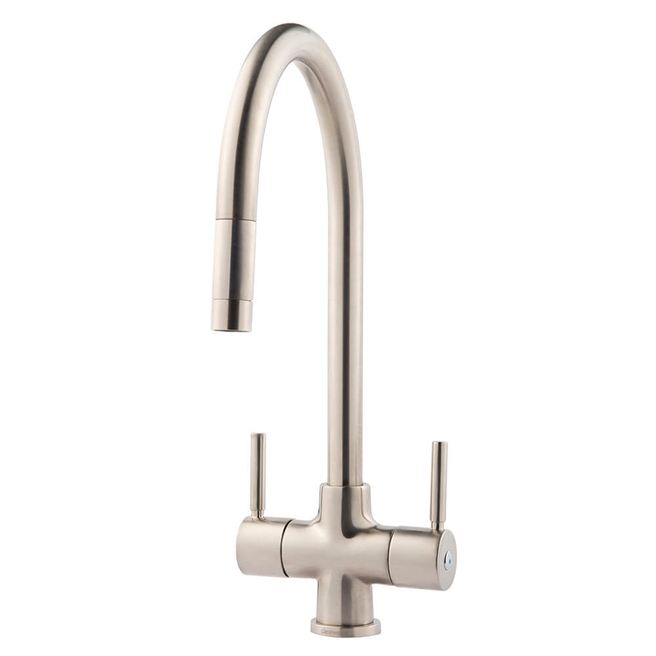 Clearwater Emporia Twin Lever Mono Sink Mixer with Swivel Spout & Pull Out Aerator