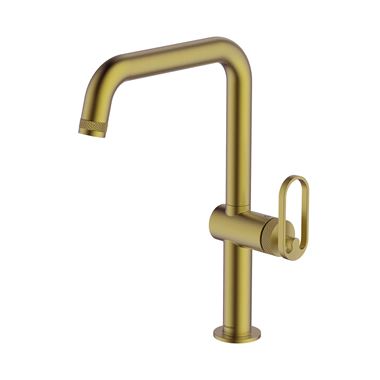 Clearwater Juno Single Lever Industrial-Style Mono Kitchen Mixer Tap - Brushed Brass