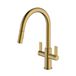 Clearwater Kira Twin Lever Mono Pull Out Kitchen Mixer - Brushed Brass