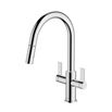 Clearwater Kira Twin Lever Mono Pull Out Kitchen Mixer - Polished Chrome