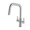 Clearwater Kira Twin Lever U Spout Mono Pull Out Kitchen Mixer - Brushed Nickel