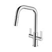 Clearwater Kira Twin Lever U Spout Mono Pull Out Kitchen Mixer - Polished Chrome