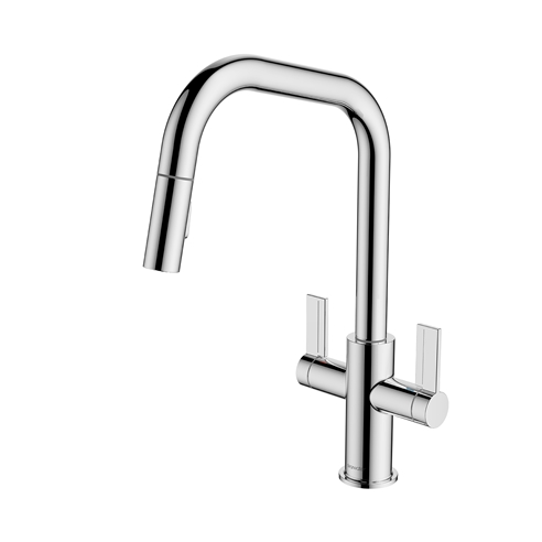 Clearwater Kira Twin Lever U Spout Mono Pull Out Kitchen Mixer
