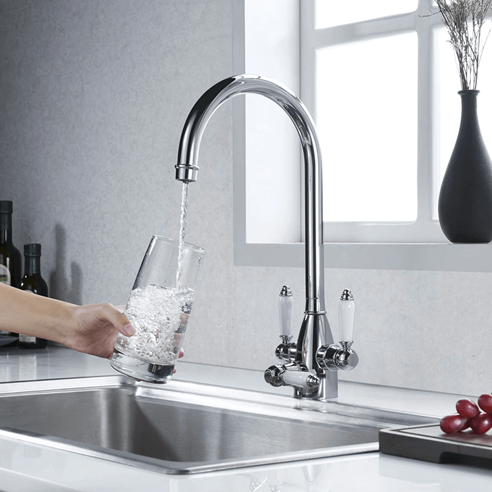 Clearwater Krypton Triple Lever Mono Kitchen Mixer and Cold Filtered Water Tap