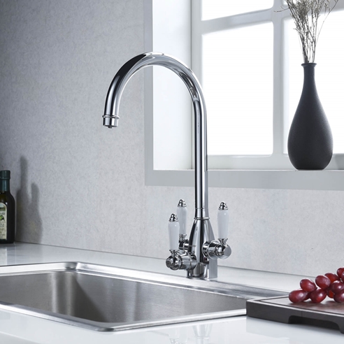 Clearwater Krypton Triple Lever Mono Kitchen Mixer and Cold Filtered Water Tap