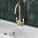 Clearwater Krypton Triple Lever Mono Kitchen Mixer and Cold Filtered Water Tap - Brushed Brass