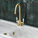 Clearwater Krypton Triple Lever Mono Kitchen Mixer and Cold Filtered Water Tap - Brushed Brass