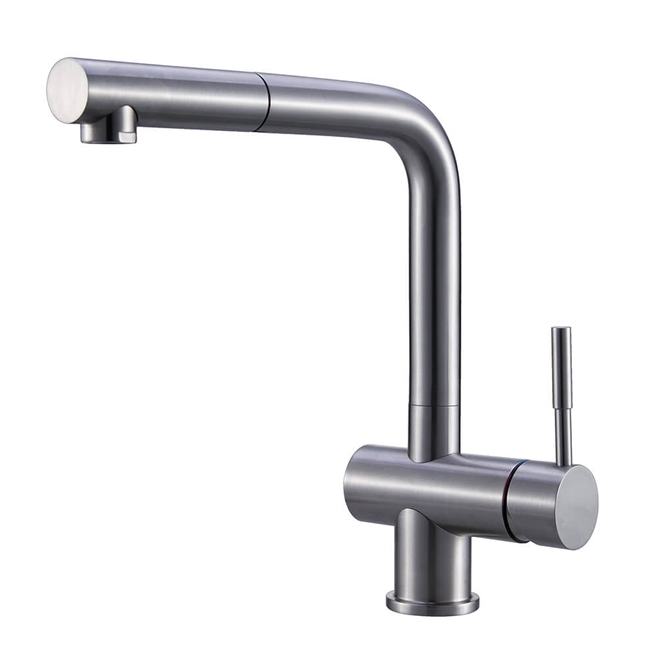 Clearwater Mercury Pull Out Single Lever Monobloc Kitchen Mixer - Stainless Steel