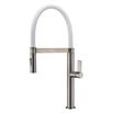 Clearwater Meridian Twin Flow Single Lever Mono Kitchen Tap with Detachable Spout - Brushed Nickel/White