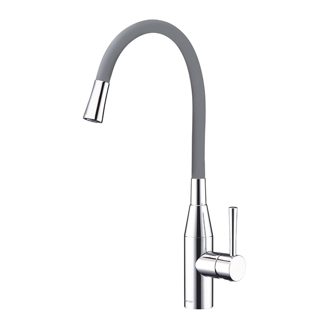 Clearwater Morpho Mono Kitchen Mixer with 'Flex & Stay' Spout - Polished Chrome & Choice of Hose Colour