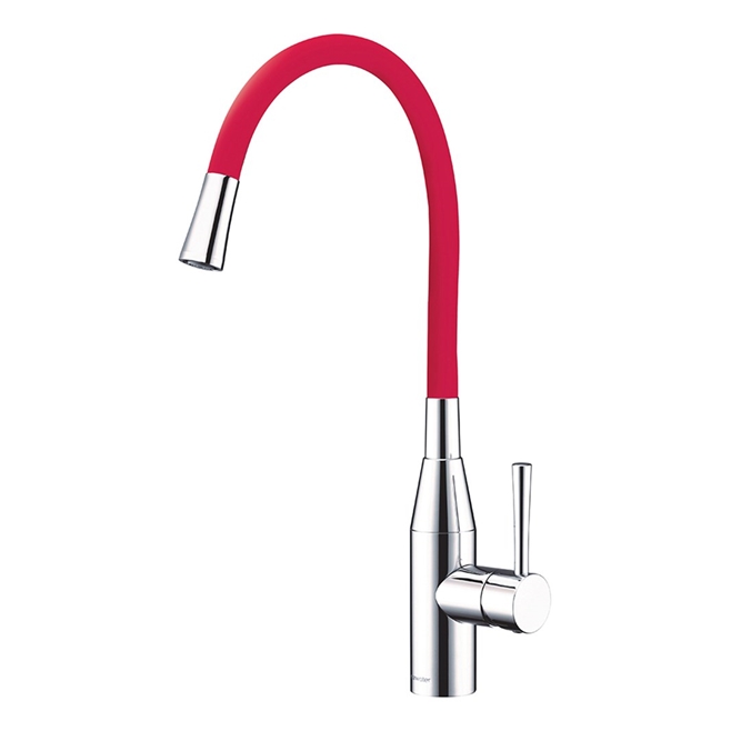 Clearwater Morpho Mono Kitchen Mixer with 'Flex & Stay' Spout - Polished Chrome & Choice of Hose Colour