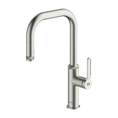 Clearwater Pioneer Single Lever Industrial-Style Mono Pull Out Kitchen Mixer Tap - Brushed Nickel