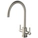 Clearwater Rococo Twin Lever Mono Sink Mixer with Swivel Spout - Brushed Steel