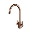Clearwater Rococo Twin Lever Mono Kitchen Mixer - Regency Copper