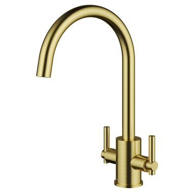 Clearwater Rococo WRAS Approved Twin Lever Mono Kitchen Mixer - Artisan Brass