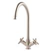 Clearwater Rossi Twin Cross Handle Mono Sink Mixer with Swivel Spout - Brushed Nickel
