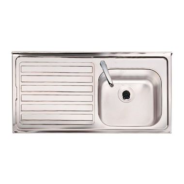 Clearwater Contract Topmount 0.7mm Gauge 1 Bowl Stainless Steel Sink & Left Hand Drainer - 1 Tap Hole