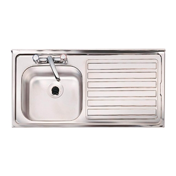 Clearwater Contract Inset 1 Bowl 0.7mm Stainless Steel Sink with 2 Tap Holes - 940 x 485mm
