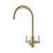 Clearwater Stella Triple Lever Mono Kitchen Mixer and Cold Filtered Water Tap - Brushed Brass