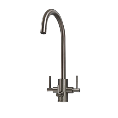 Clearwater Stella Triple Lever Mono Kitchen Mixer and Cold Filtered Water Tap - Brushed Nickel