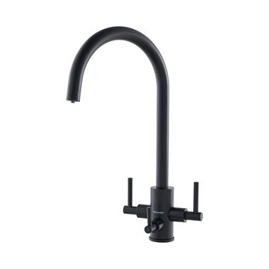 Clearwater Stella Triple Lever Mono Kitchen Mixer and Cold Filtered Water Tap - Matt Black