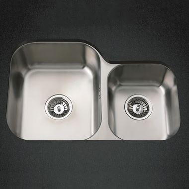 Clearwater Tango 1.75 Bowl Brushed Stainless Steel Undermount Sink & Waste - 695 x 460mm