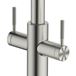 Clearwater Topaz Twin Lever Mono Kitchen Mixer with 'Twist & Spray' U Spout and Knurled Handles - Brushed Nickel
