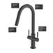 Clearwater Topaz Twin Lever Mono Kitchen Mixer with 'Twist & Spray' Spout and Knurled Handles - Matt Black