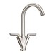Clearwater Vitro Twin Lever Mono Sink Mixer with Swivel Spout - Brushed Steel