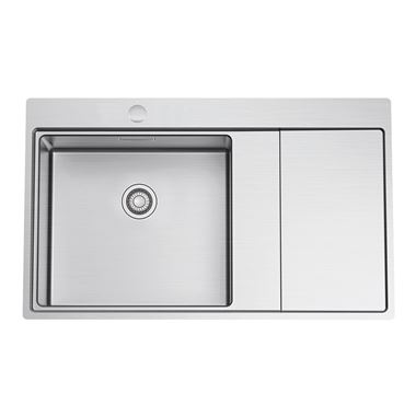 Clearwater Xeron 86 Single Bowl Brushed Stainless Steel Sink & Waste - 860 x 520mm