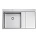 Clearwater Xeron 86 Single Bowl Brushed Stainless Steel Sink & Waste with Left Hand Drainer - 860 x 520mm