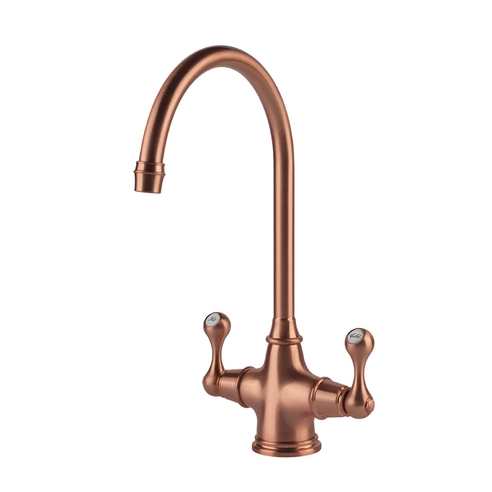 Clearwater Coriolis Traditional Twin Lever Mono Kitchen Mixer - Brushed Copper